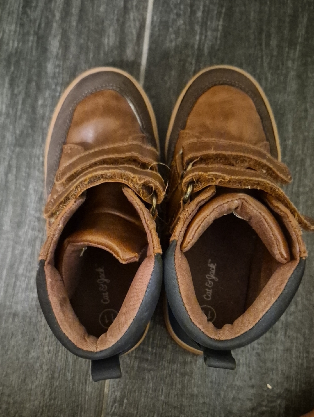 Cat & Jack Brown Kids' Mid-Top Hook-and-Loop Boots